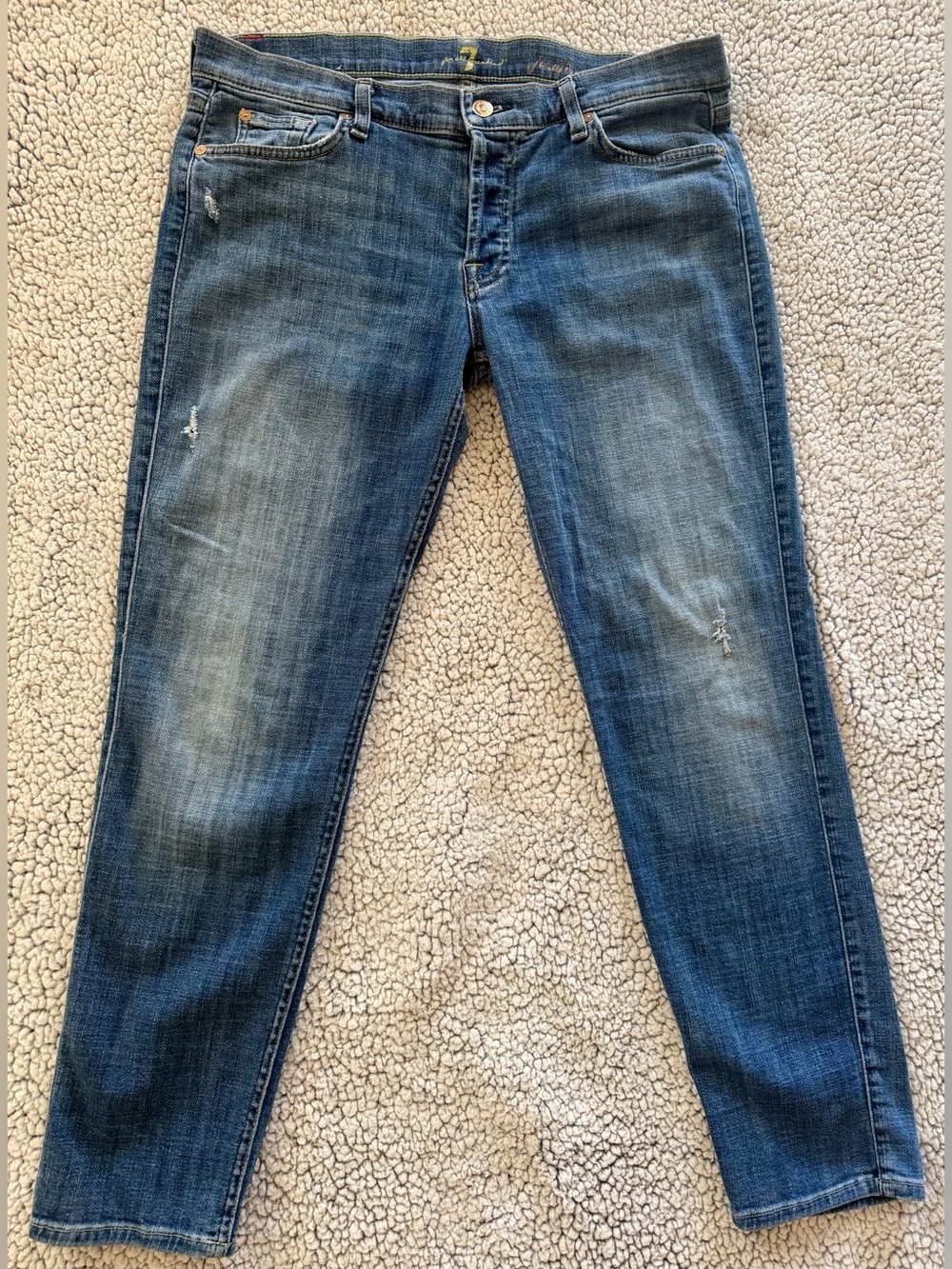 7 For All Mankind Women's Skinny Jeans in Medium Blue Wash